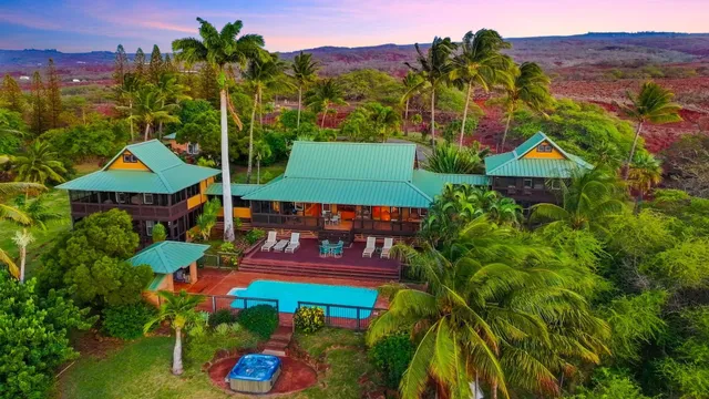 a view of an outdoor space with swimming pool
