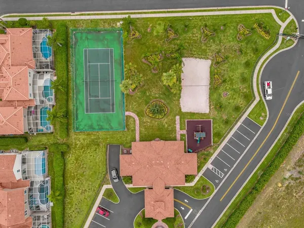 an aerial view of a house