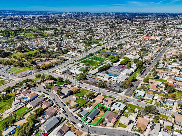 an aerial view of multiple house