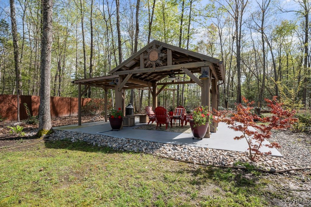 6213 Round Rock Road Chesterfield, VA 23838 - Photo 38 of 45 View of yard with a gazebo, a patio area, and fenc