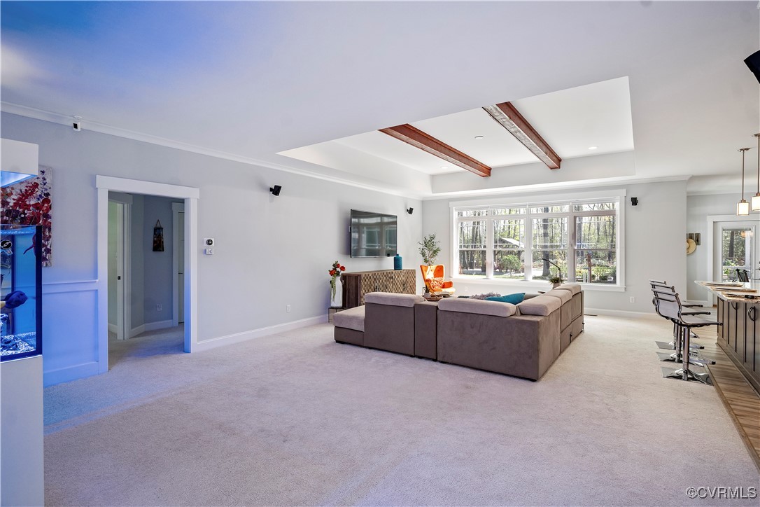 6213 Round Rock Road Chesterfield, VA 23838 - Photo 6 of 45 Living area featuring crown molding, beamed ceilin