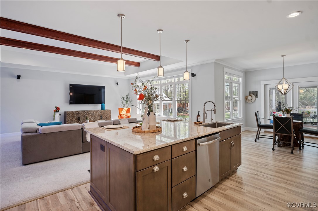 6213 Round Rock Road Chesterfield, VA 23838 - Photo 7 of 45 Kitchen with light wood-style floors, an island wi