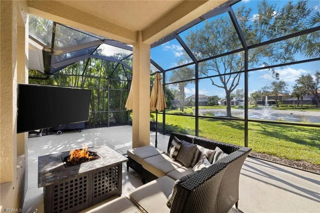 a outdoor space with patio furniture and a potted plant