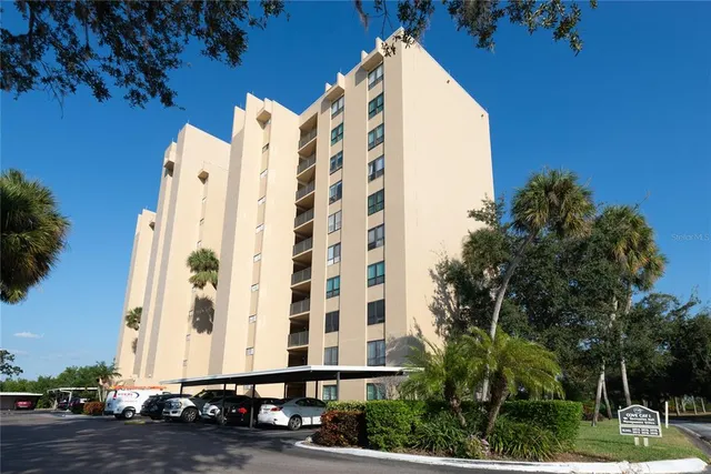 a view of a building with a street