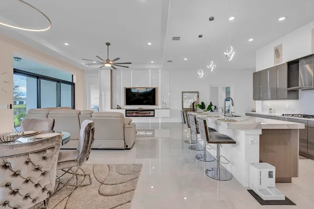 a room with furniture and white walls