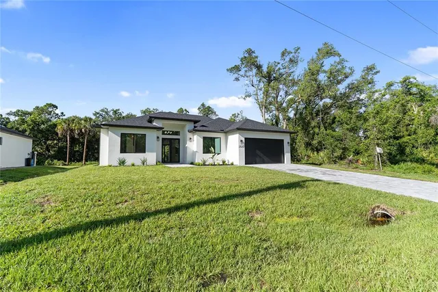 a front view of a house with a space