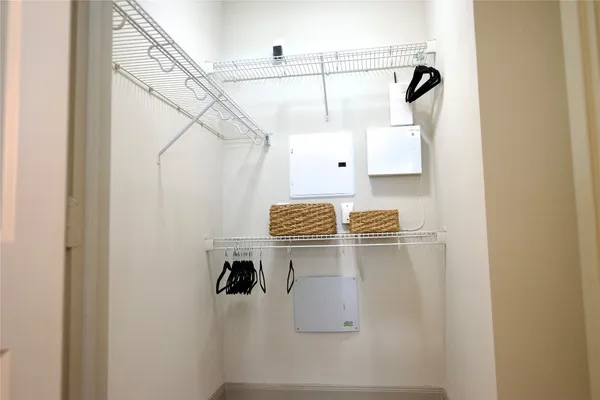 a close view of walk in closet