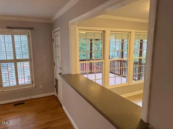 a view of a bathtub in a room