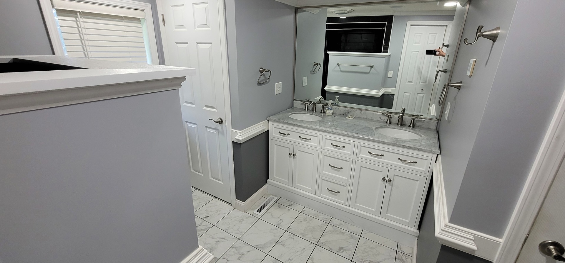 312 West Grove Road Sterling, IL 61081 - Photo 23 of 43 a bathroom with a granite countertop sink and a mirror