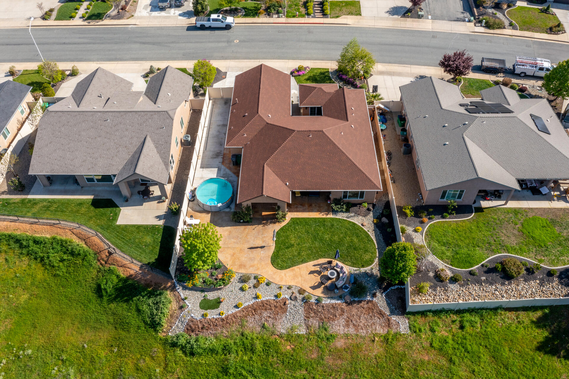 4321 Risstay Way Shasta Lake, CA 96019 - Photo 36 of 38 an aerial view of residential houses with outdoor space and swimming pool