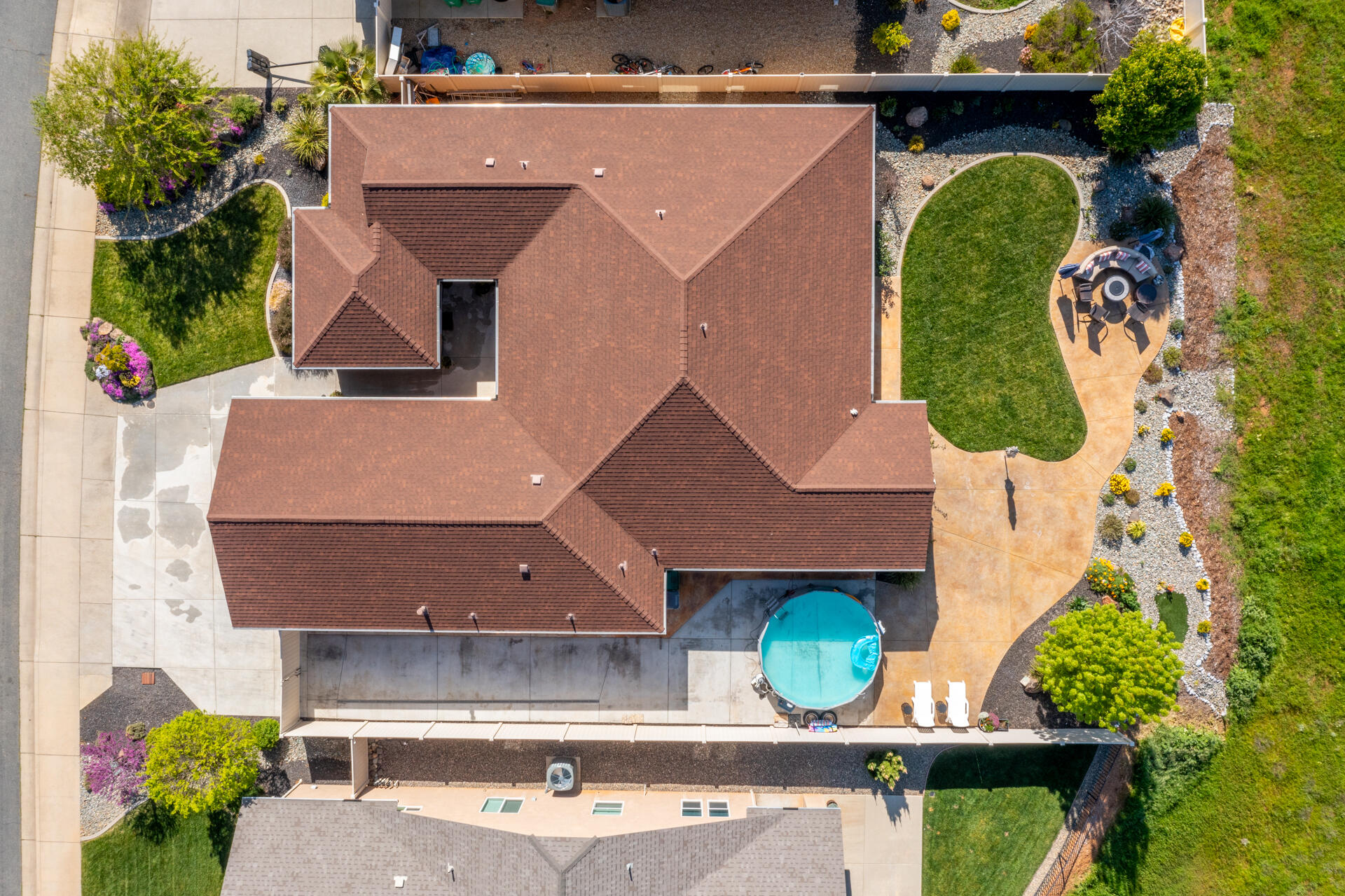 4321 Risstay Way Shasta Lake, CA 96019 - Photo 37 of 38 an aerial view of a house with a garden and large trees