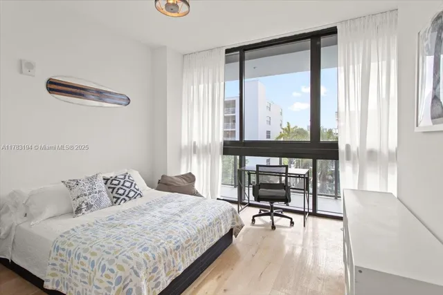 a bedroom with a bed and a dresser