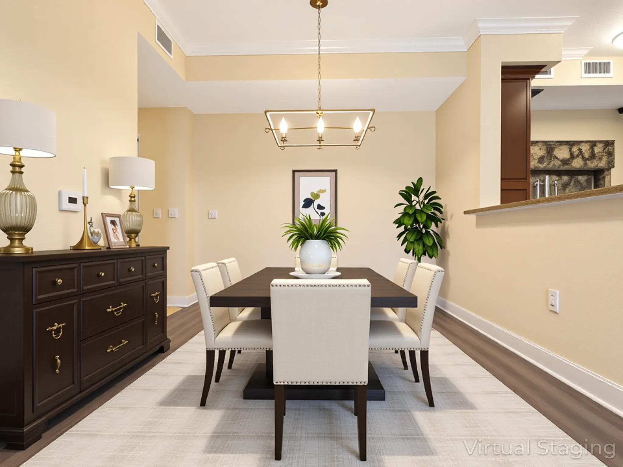 1690 Renaissance Commons Boulevard, Unit 1412 Boynton Beach, FL 33426 - Photo 2 of 49 a dining room with wooden floor a chandelier a wooden table and chairs