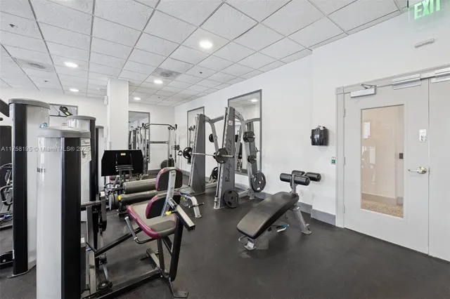a view of a room with gym equipment