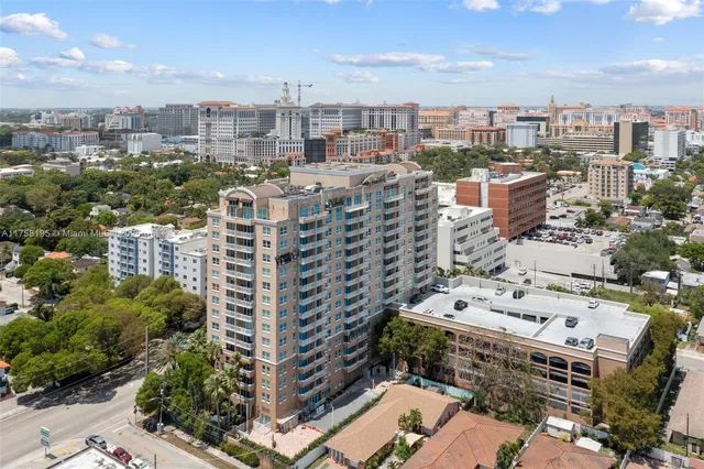 a city view with tall buildings