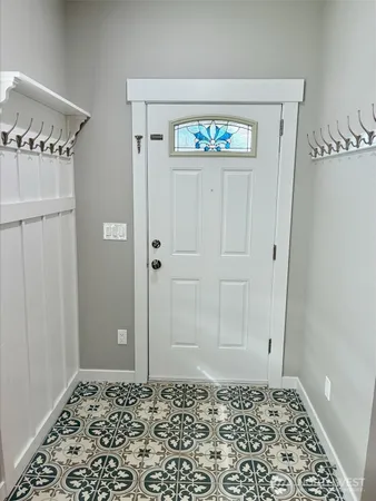 a view of a wooden door