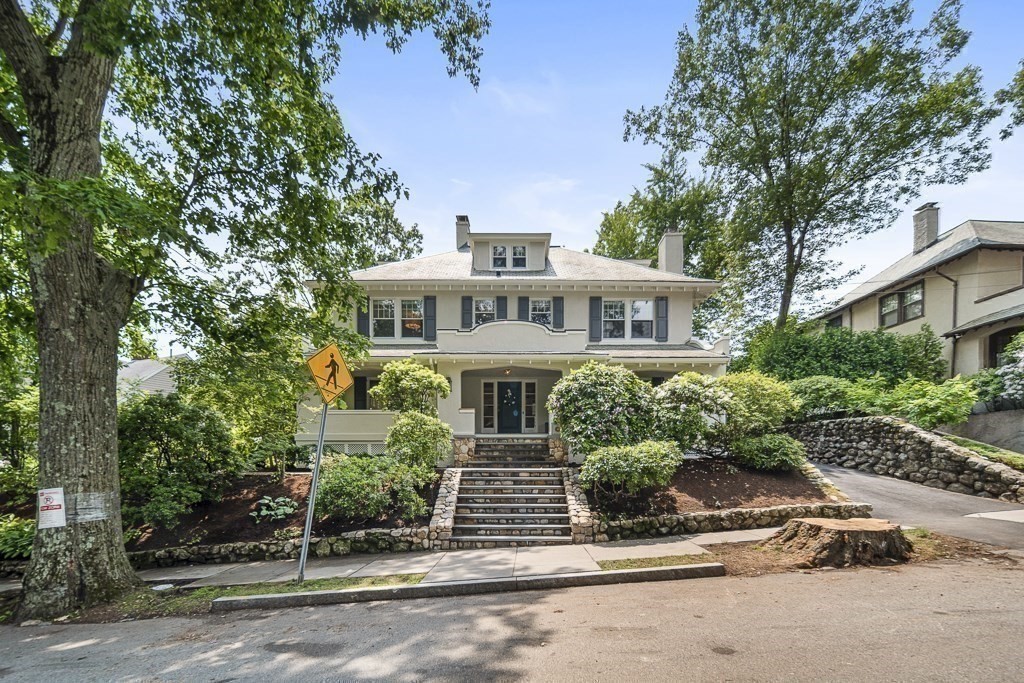 64 Williston Road Brookline, MA 02445 - Photo 24 of 29 front view of a house with a garden