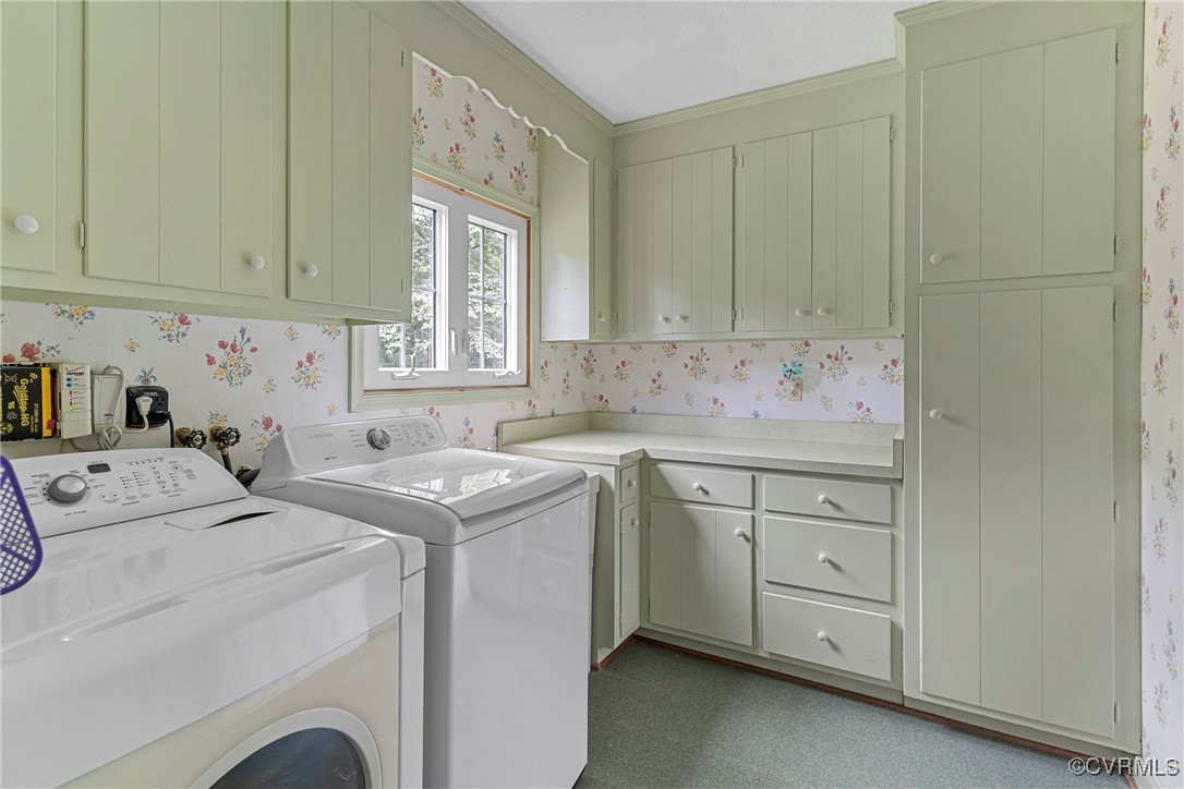 3223 Wood Dale Road Chester, VA 23831 - Photo 19 of 45 Washroom featuring wallpapered walls, washing mach