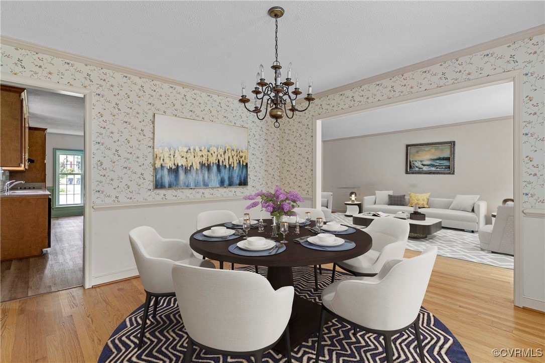 3223 Wood Dale Road Chester, VA 23831 - Photo 8 of 45 Dining area featuring crown molding, wallpapered w