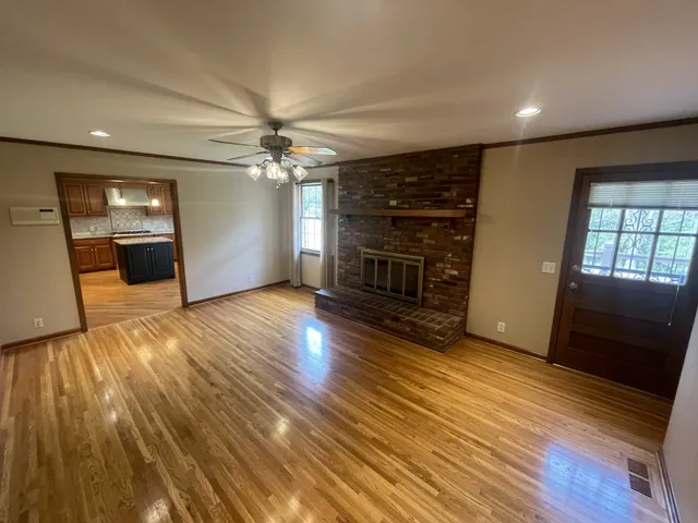 a view of a livingroom with a fireplace
