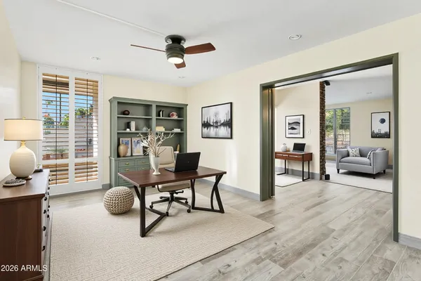 a living room with furniture