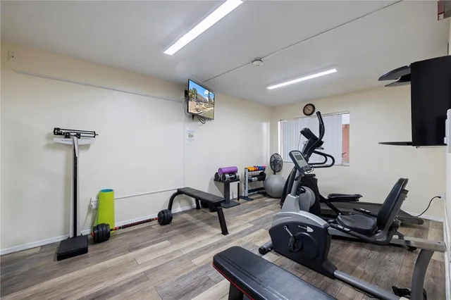 a view of a room with gym equipment