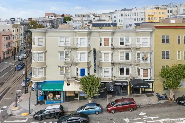 a car parked in front of a building