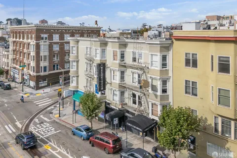 a front view of a multi story building