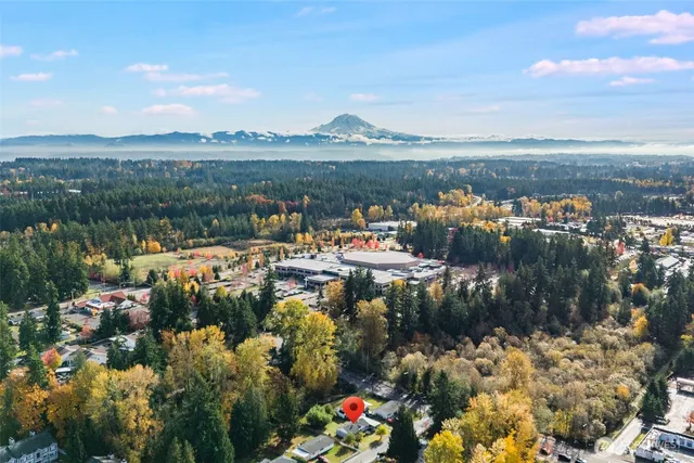 a view of a lake with a mountain in the background