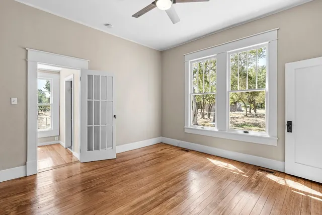 a view of an empty walk in closet