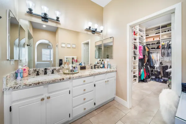 a bathroom with a sink double vanity