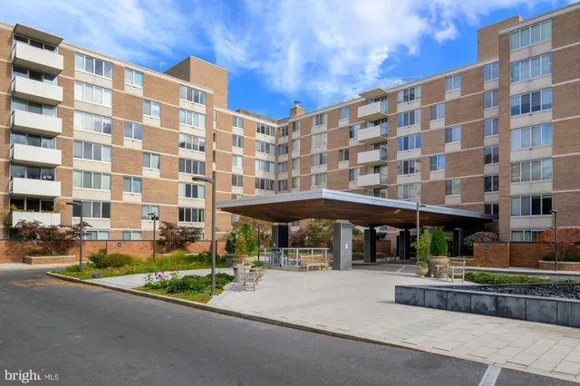 a front view of a building with street