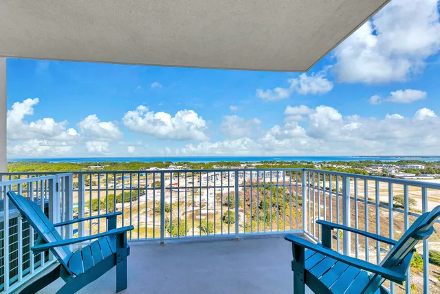 a view of a balcony with lake view