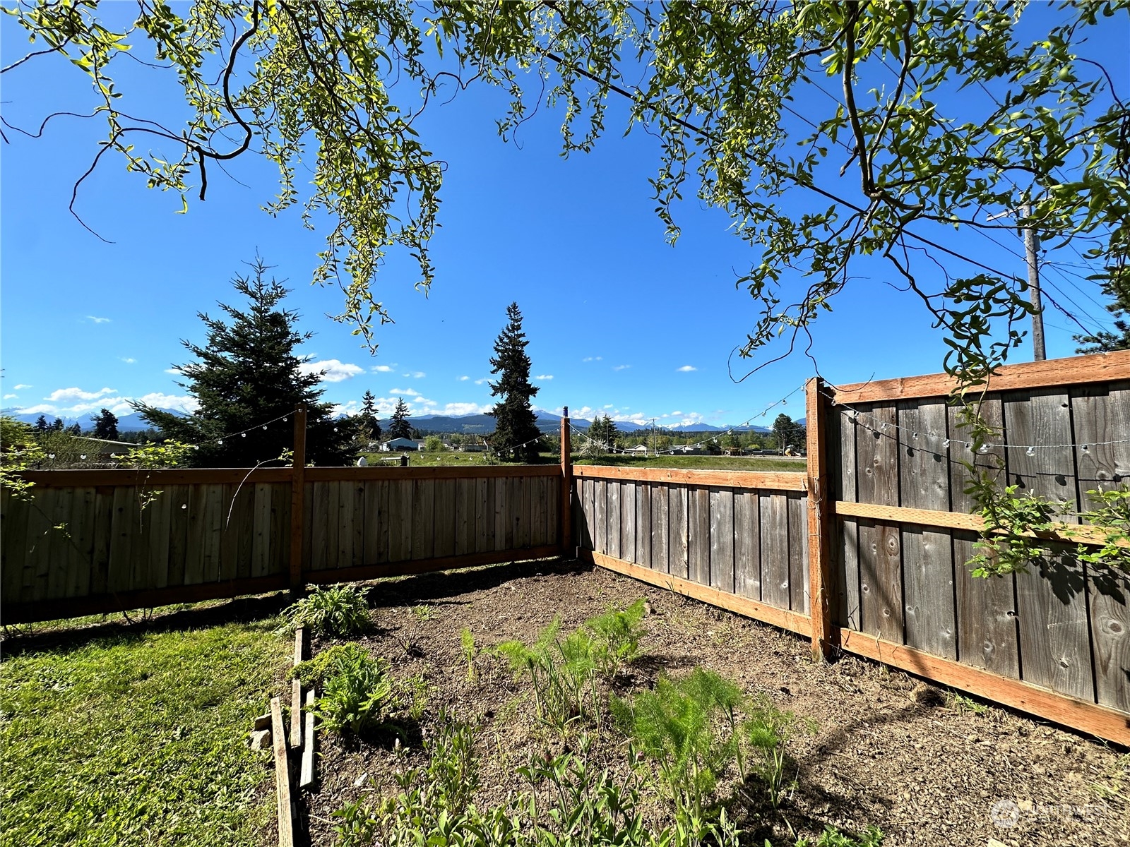 51 East Runnion Road Sequim, WA 98382 - Photo 38 of 40 a view of a backyard with wooden fence and a tree