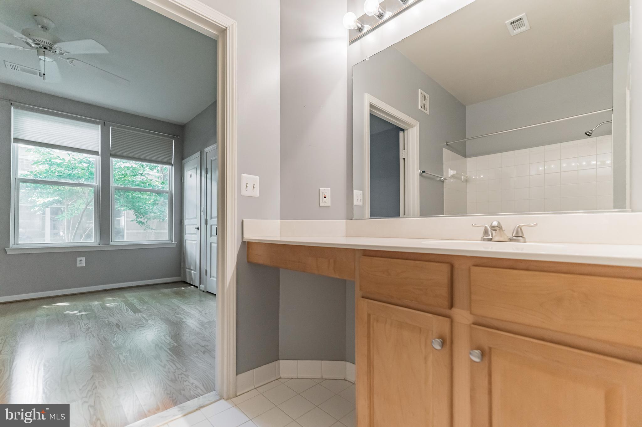 12001 Market Street, Unit 106 Reston, VA 20190 - Photo 7 of 26 a bathroom with a sink mirror and a bathtub
