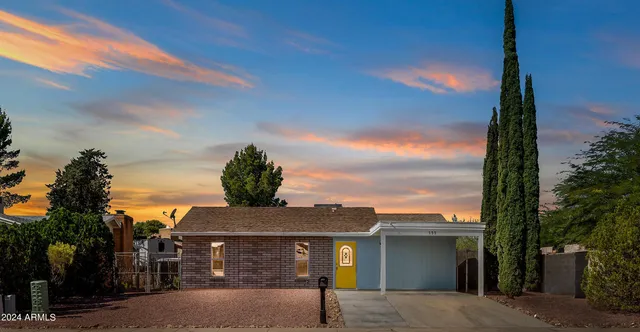 a front view of a house with a door