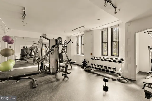 a view of a room with gym equipment