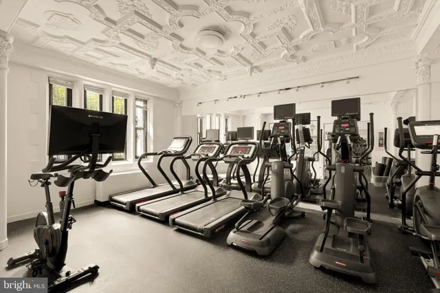 a view of a room with gym equipment
