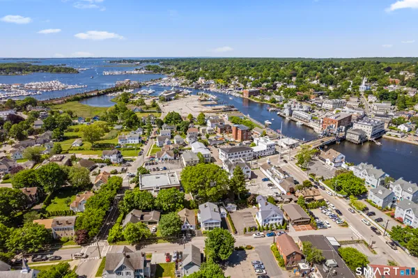 an aerial view of a city