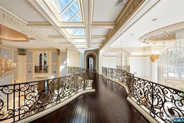 a view of a porch with wooden floor