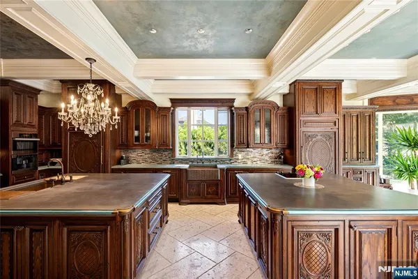 a kitchen with lots of counter top space