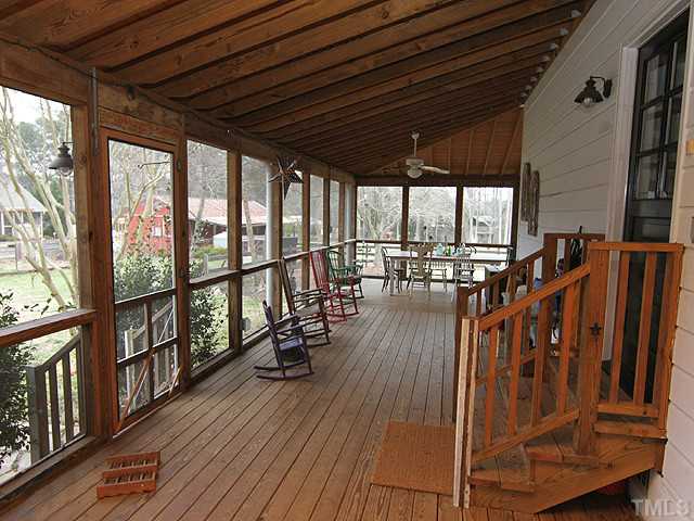 3511 Carpenter Pond Road Durham, NC 27703 - Photo 18 of 25 FANTASTIC Large Screen Porch Invites You to Sit and Chill Your Stress Away! Screen Porch Overlooks the Private Serene Property.