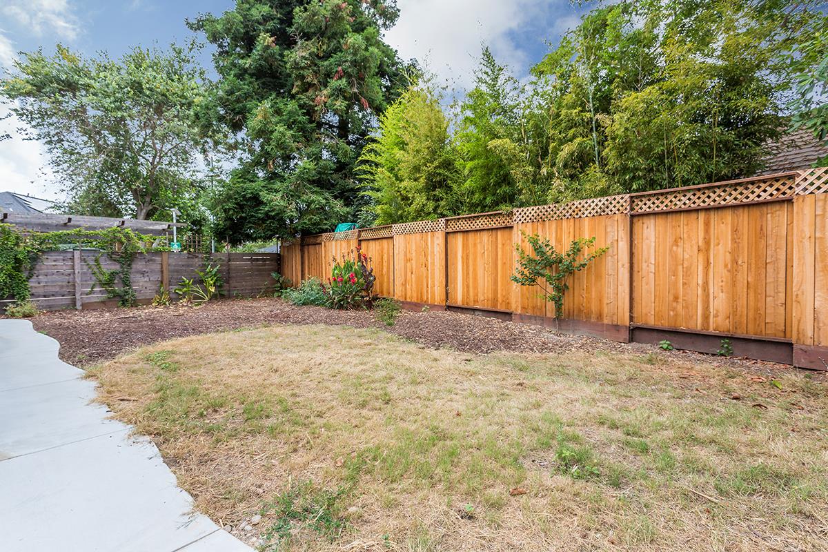 631 Riverside Avenue Santa Cruz, CA 95060 - Photo 20 of 25 view of a backyard with large trees and wooden fence