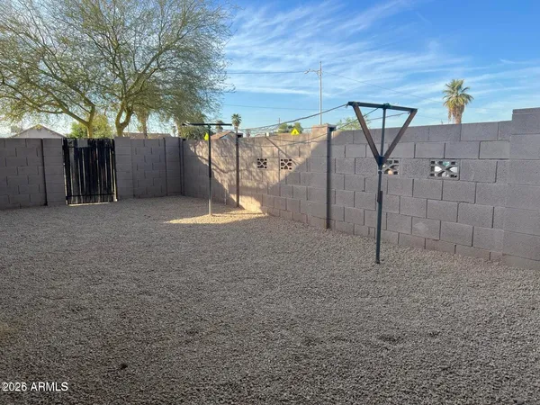 a view of a room with a tree