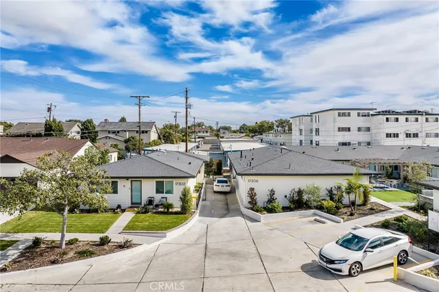 a view of a patio with swimming pool