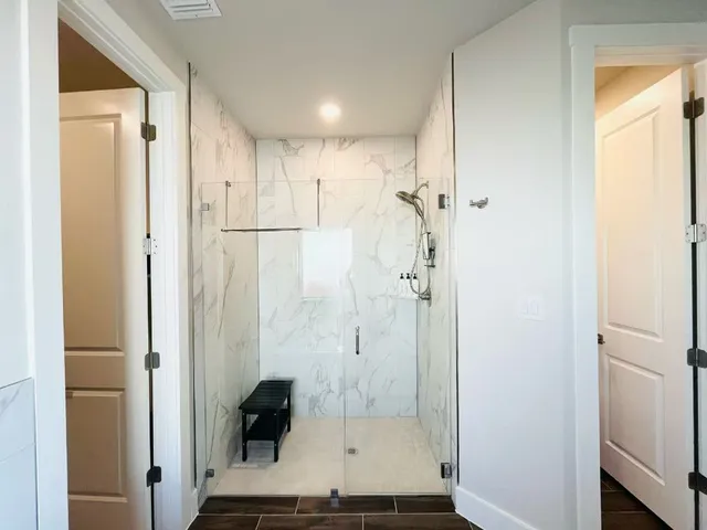 a bathroom with a shower