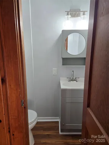 a bathroom with a toilet a sink and mirror