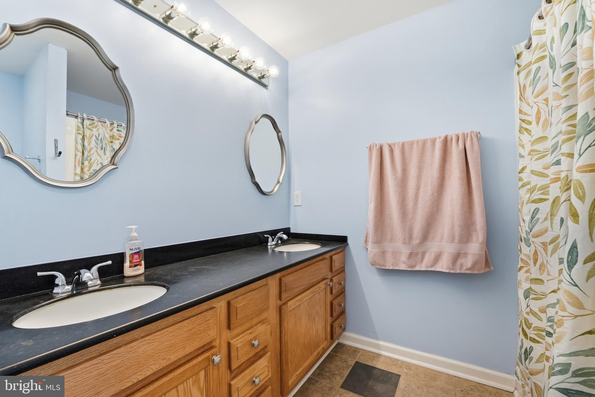 6537 Watery Mountain Road Warrenton, VA 20186 - Photo 25 of 44 a bathroom with a granite countertop sink and a mirror