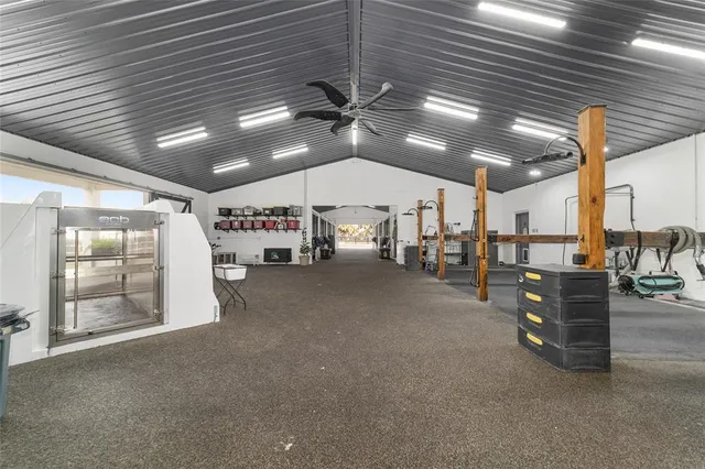 an aerial view of a swimming pool and mountain view