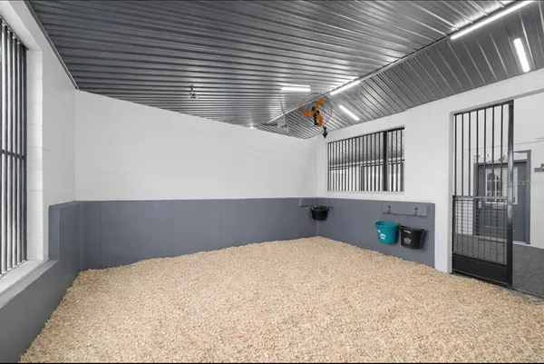 a view of a swimming pool and an outdoor space